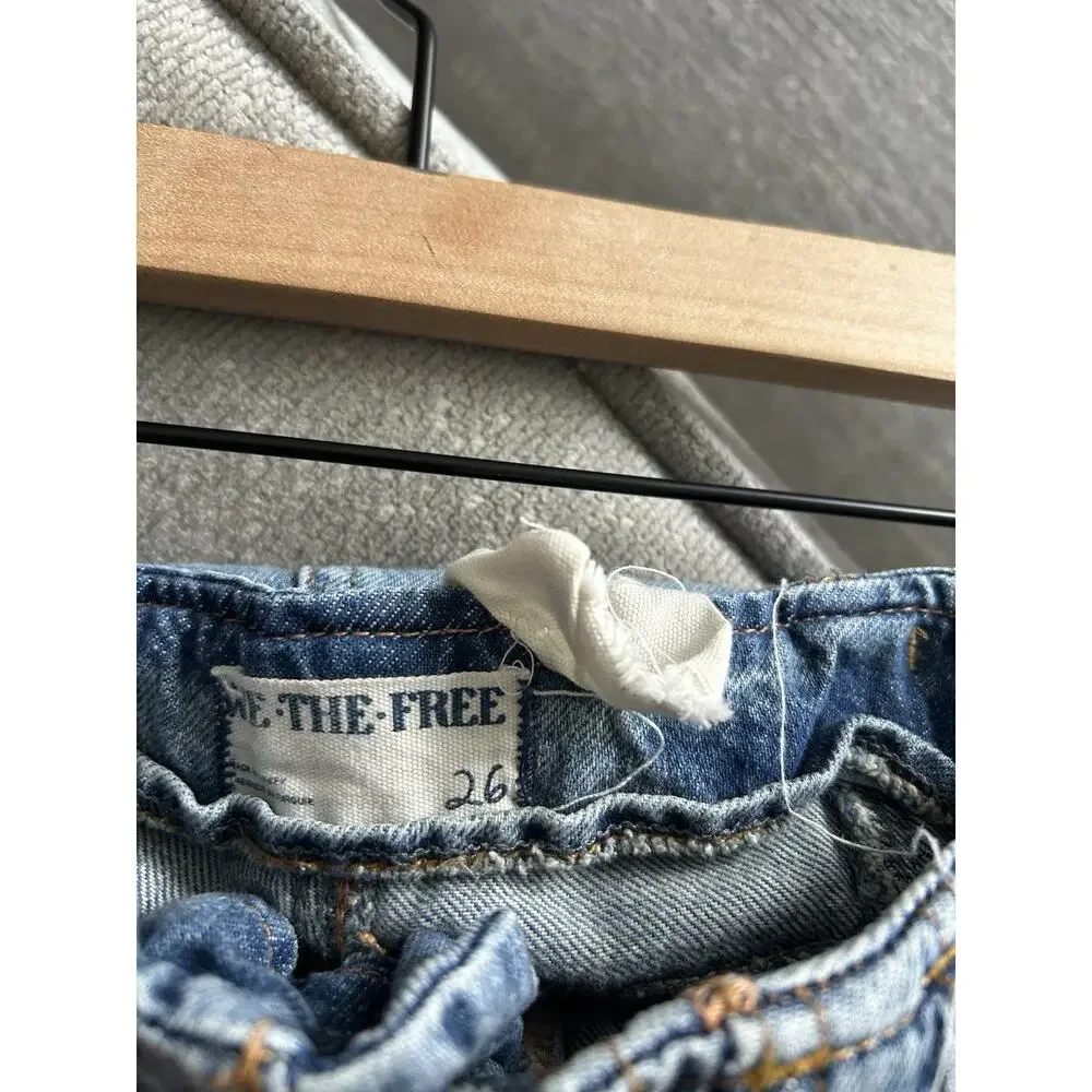 Free People Call Me Crazy Cargo Jeans 26 We The Free Grommet Waist Blue - Picture 12 of 16